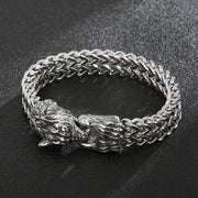 BRACELET RETRO VIKING TETE DE LOUP ACIER POUR HOMME