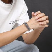 BRACELET RETRO VIKING TETE DE LOUP ACIER POUR HOMME