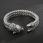 BRACELET RETRO VIKING TETE DE LOUP ACIER POUR HOMME