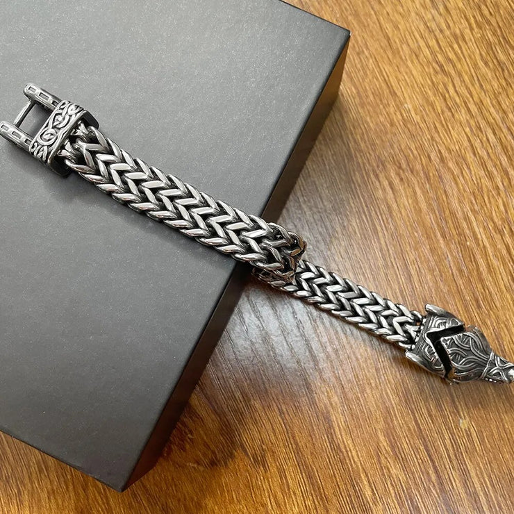 BRACELET BOUCHE DE LOUP VIKING NORDIQUE ACIER INOXYDABLE