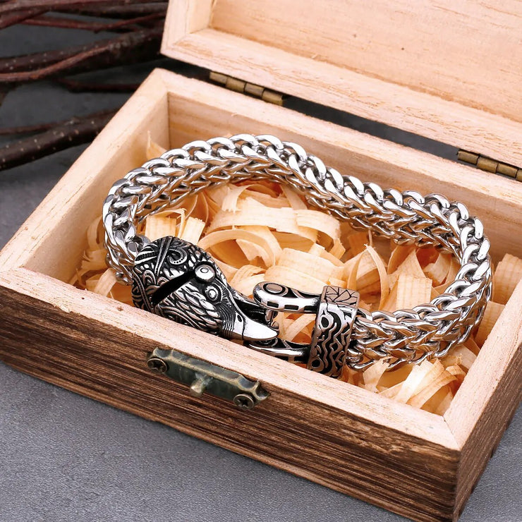 BRACELET VINTAGE VIKING TETE AIGLE ACIER POUR HOMME