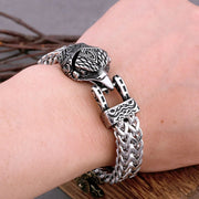 BRACELET VINTAGE VIKING TETE AIGLE ACIER POUR HOMME