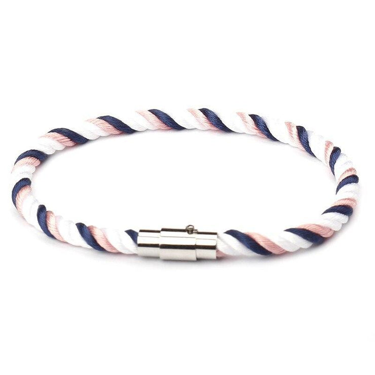 bracelet corde homme blanc et bleu