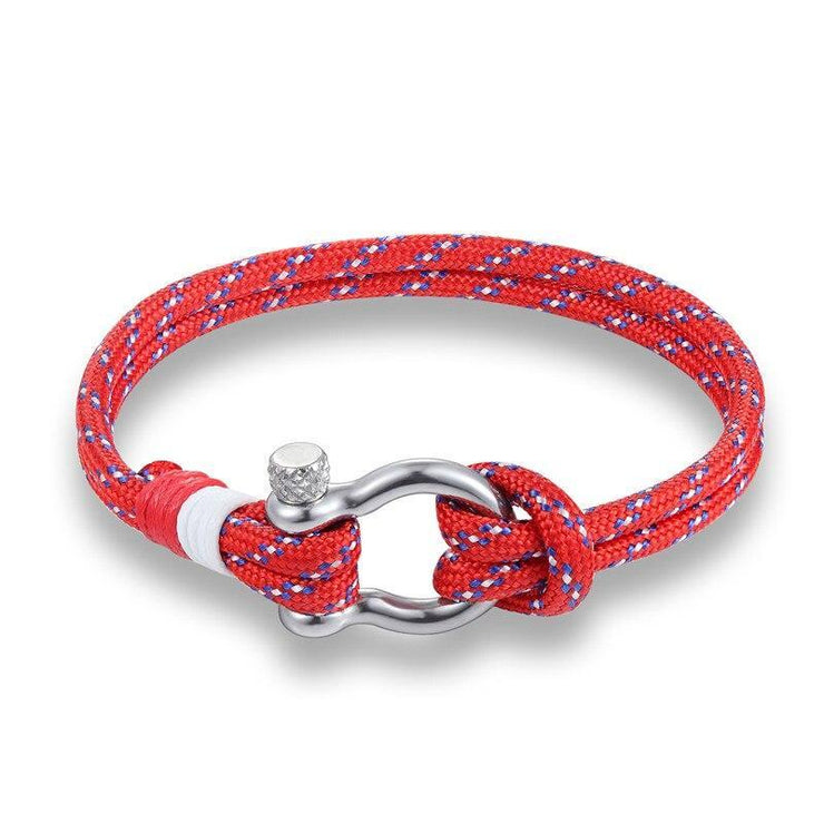 bracelet homme fermoir manille rouge