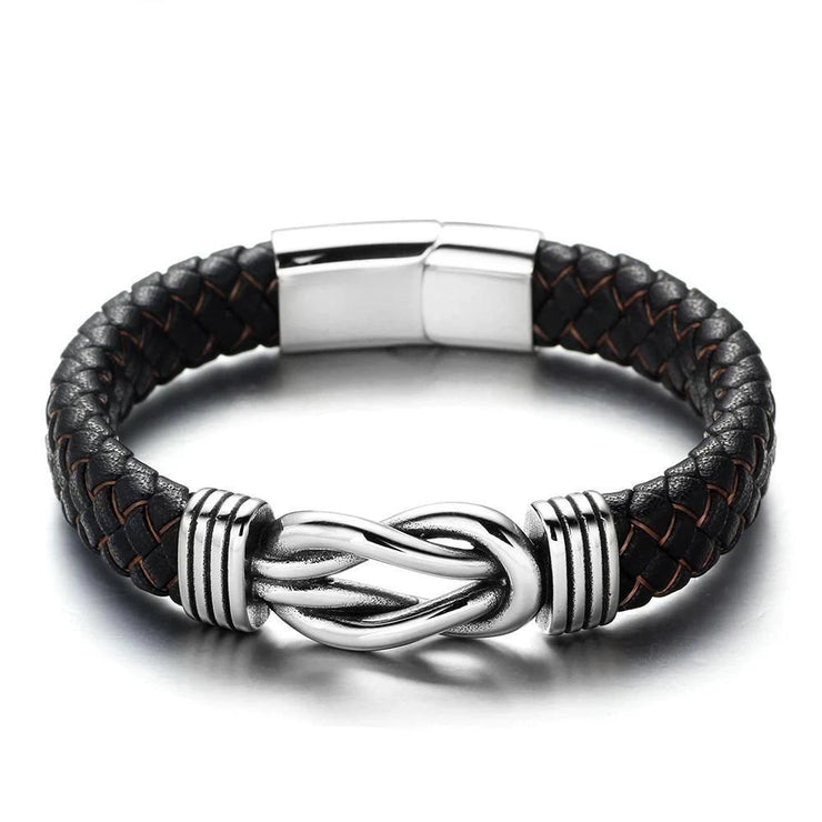 bracelet cuir homme infini noir et marron