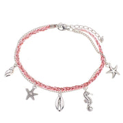 bracelet cheville corde rose