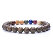 bracelet boule en bois pour homme 7 chakras