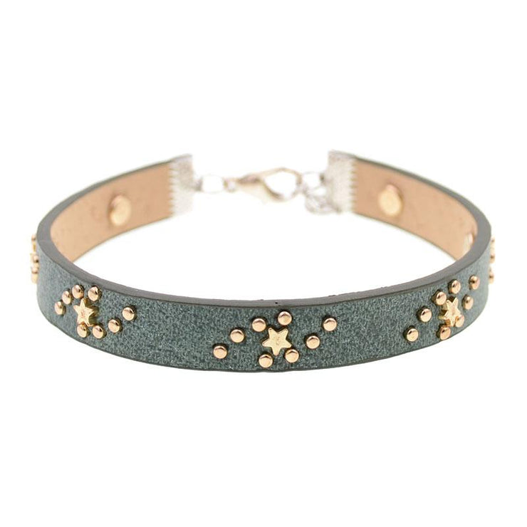 bracelet cheville cuir femme vert