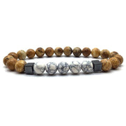 bracelet en perle homme marron et gris