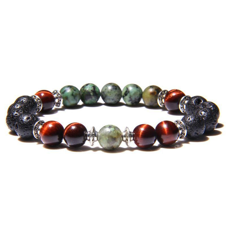 bracelet homme perle couleur noir et rouge
