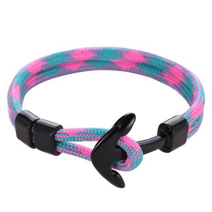 bracelet corde ancre homme rose