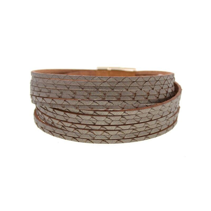 bracelet femme cuir gris