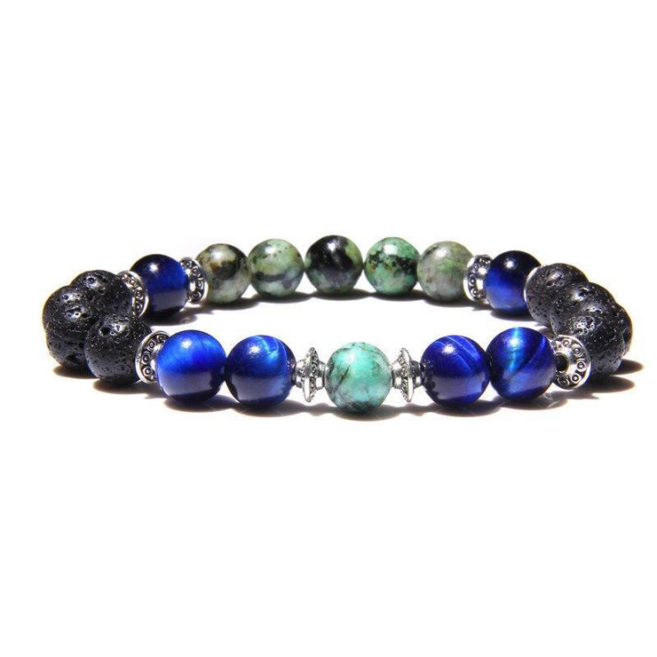 bracelet homme perle couleur noir et bleu