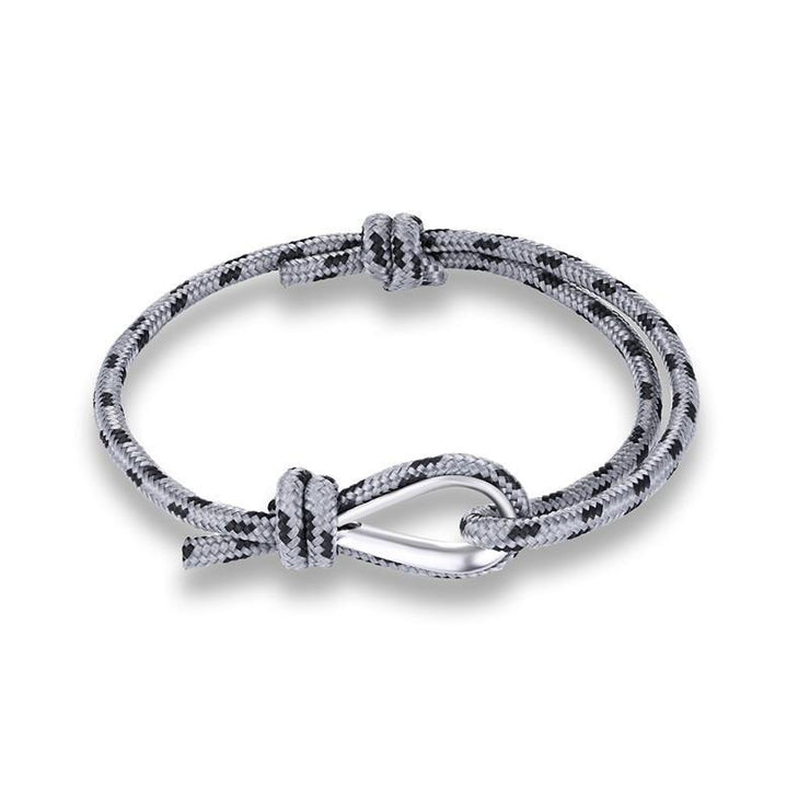 bracelet cordon marin homme noir et gris