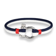 bracelet homme fermoir manille bleu blanc rouge