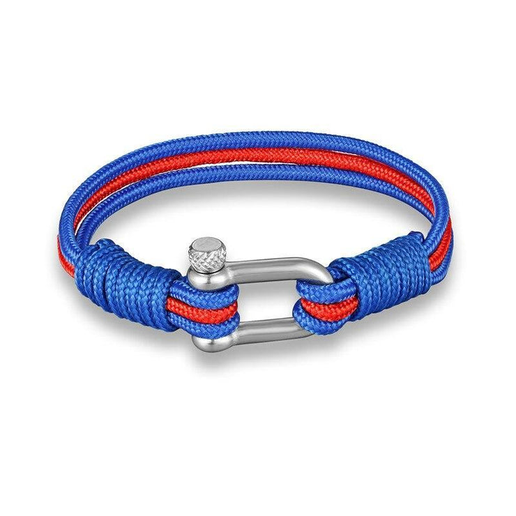 bracelet nautique manille rouge et bleu