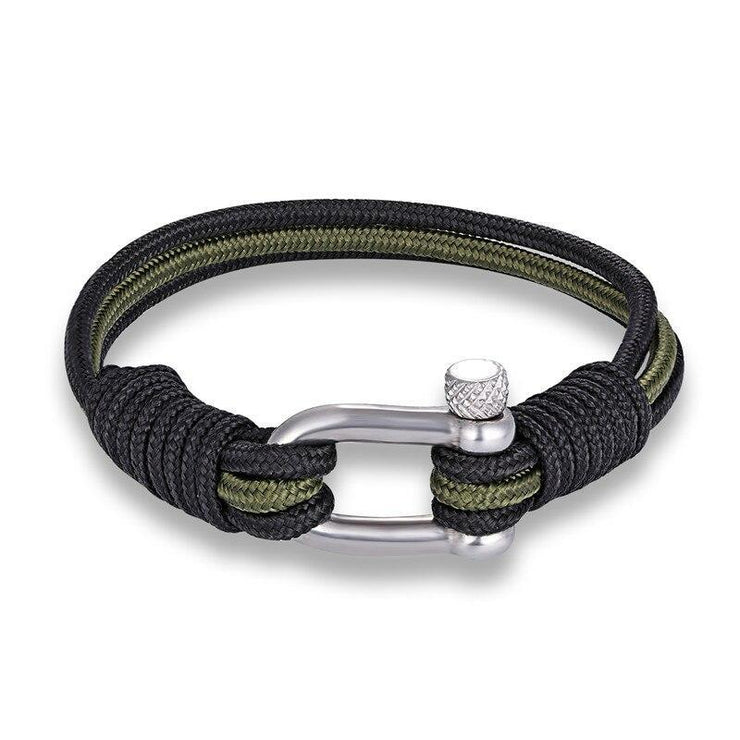 bracelet nautique manille noir et kaki