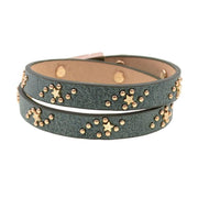 bracelet double tour cuir femme vert