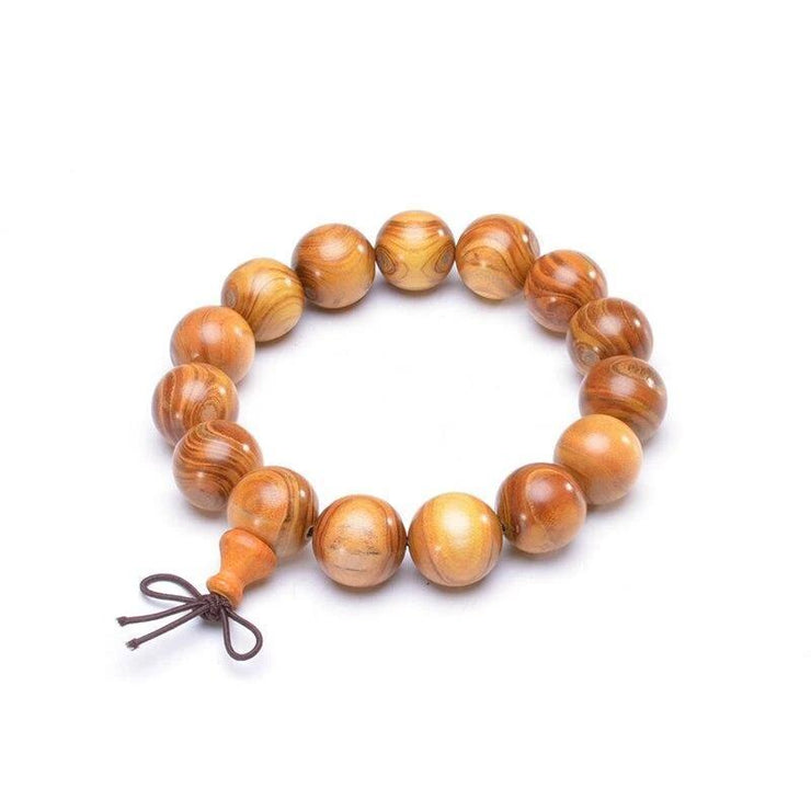 bracelet boule en bois homme marron