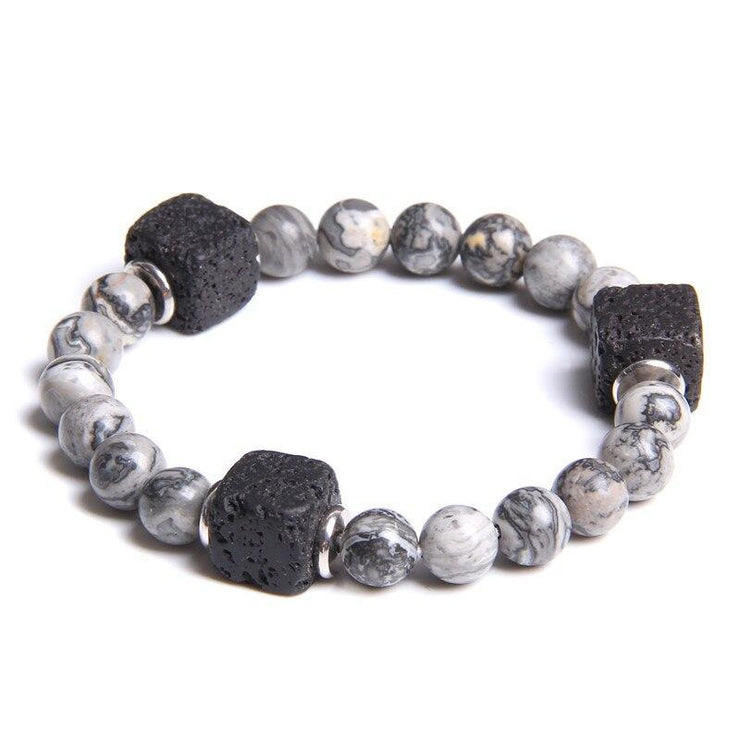 bracelet perle homme pas cher gris