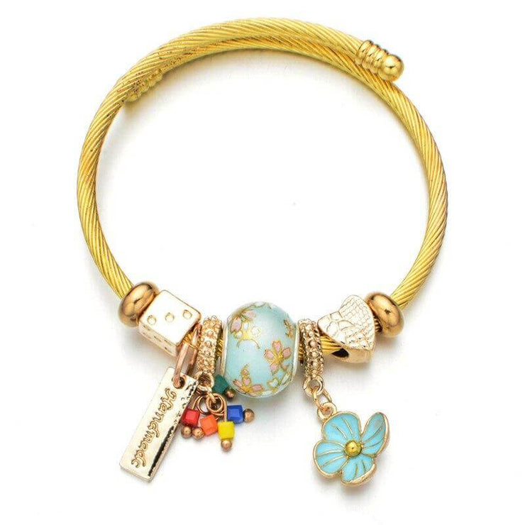 bracelet acier breloque céramique femme 