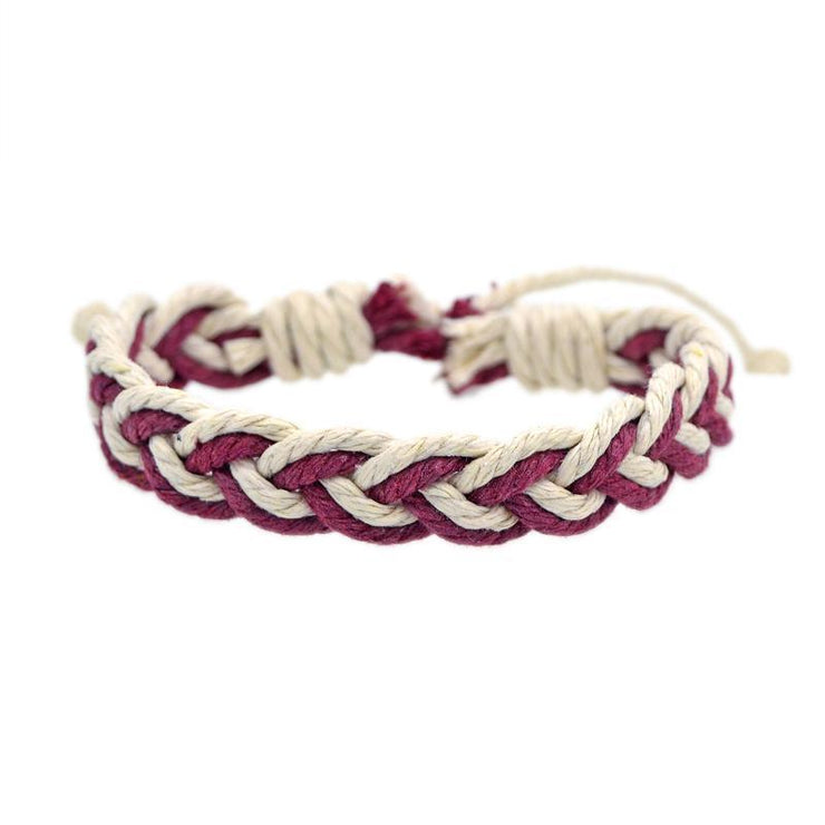 bracelet homme en corde violet et blanc
