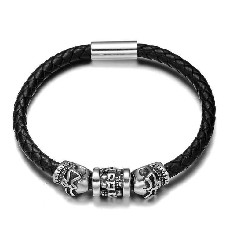 bracelet cuir homme rock noir