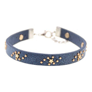 bracelet cheville cuir femme bleu