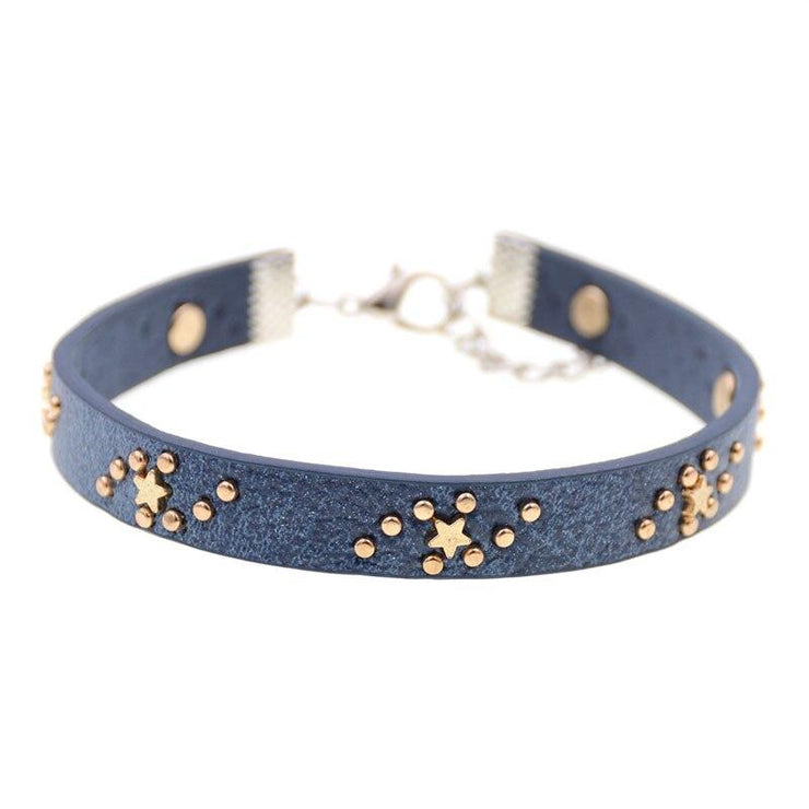 bracelet cheville cuir femme bleu