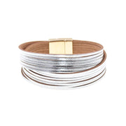 bracelet femme cuir argenté