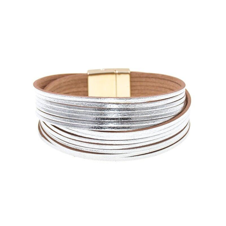 bracelet femme cuir argenté