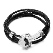 bracelet cuir homme ancre multi tours
