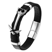 bracelet homme cuir avec ancre noir