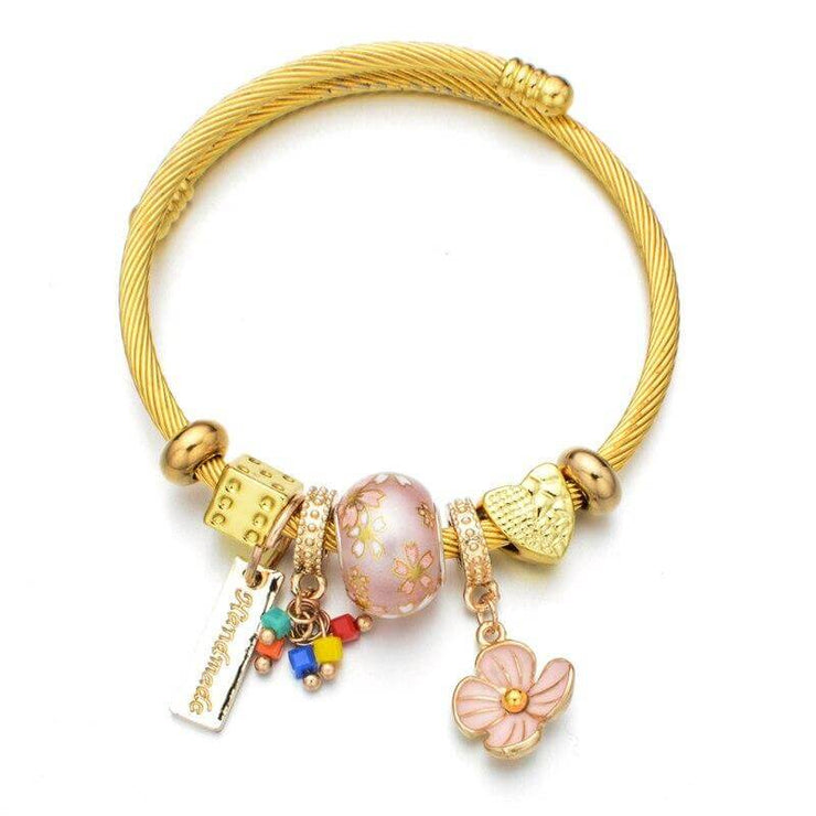 bracelet acier pampille céramique femme 