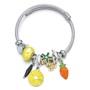 bracelet câble acier femme charms