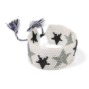 bracelet manchette en perles de rocailles blanches