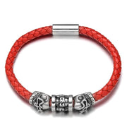 bracelet cuir homme rock rouge