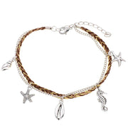 bracelet cheville corde marron