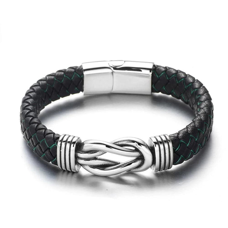 bracelet cuir homme infini noir et vert