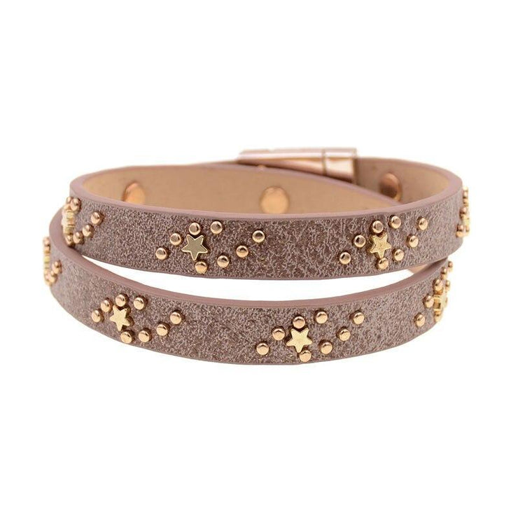 bracelet double tour cuir femme marron