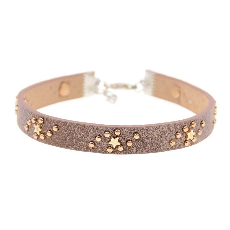 bracelet cheville cuir femme rose