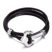 bracelet cuir homme ancre vintage