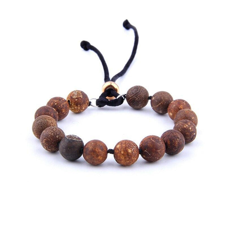 bracelet grosse perle femme marron