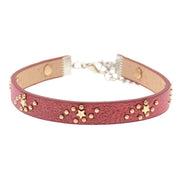 bracelet cheville cuir femme rouge