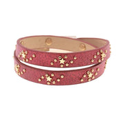 bracelet double tour cuir femme rouge