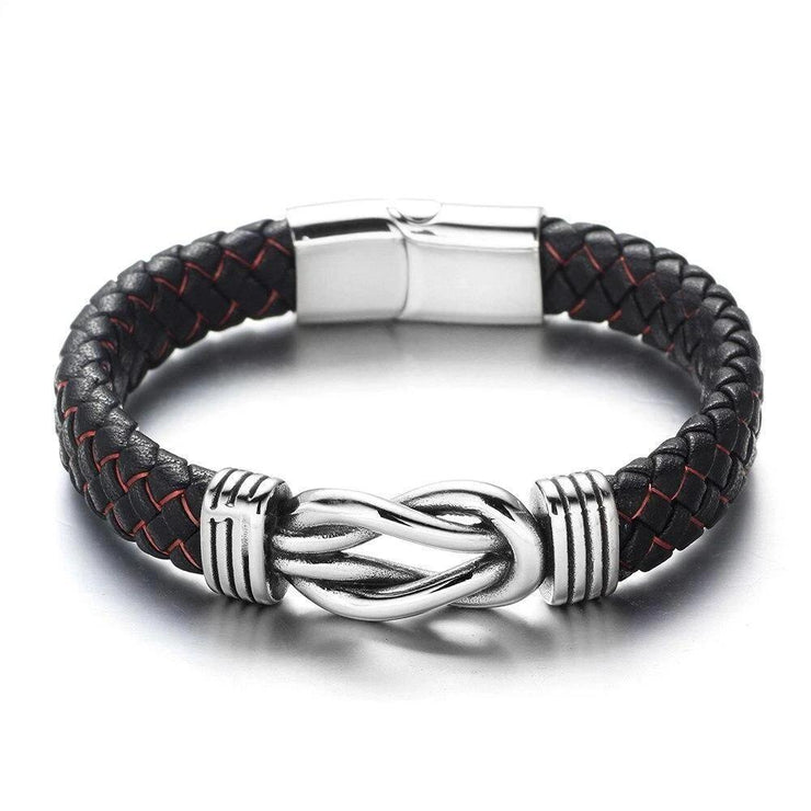 bracelet cuir homme infini noir et rouge