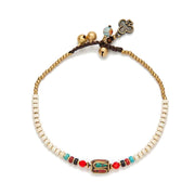 bracelet de cheville ethnique blanc