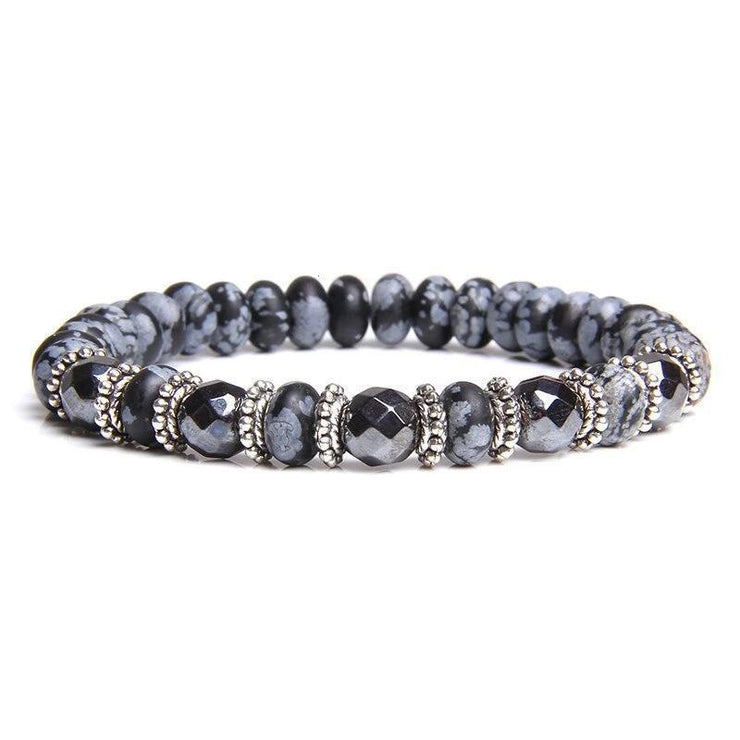 bracelet perle homme luxe gris