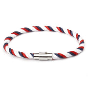 bracelet corde homme bleu blanc rouge