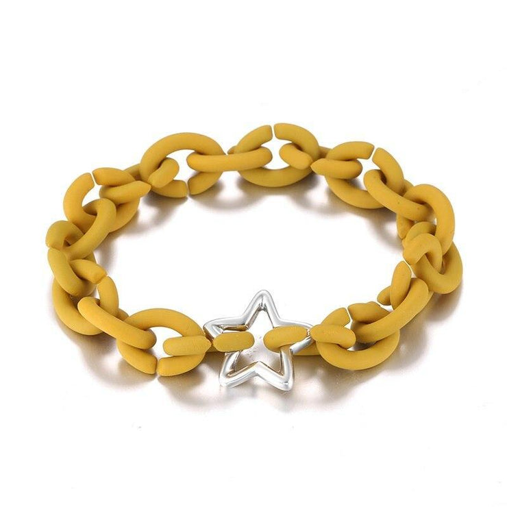 bracelet caoutchouc couleur jaune